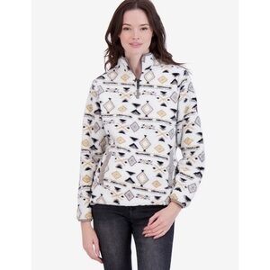 Canada Weather Gear Women's 1/4 Zip Aztec Printed Sherpa Pullover Pockets XXL